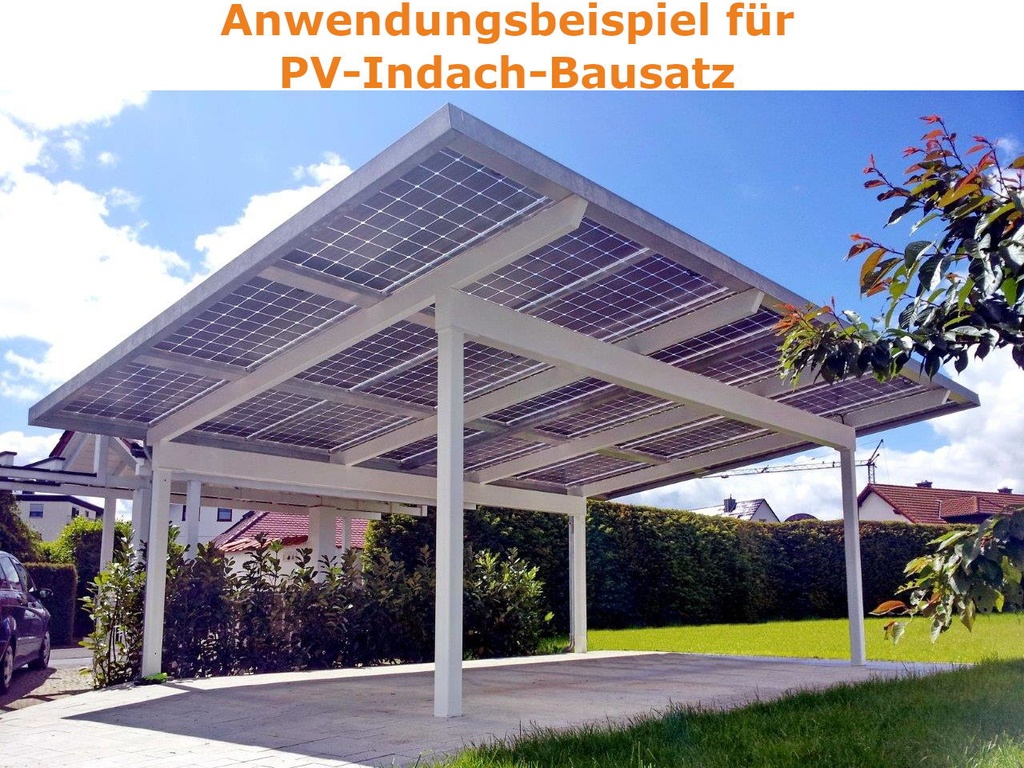 Montagesystem für Carportdach + 18 Solarmodule 6 x 5,3 m 5,6kWp